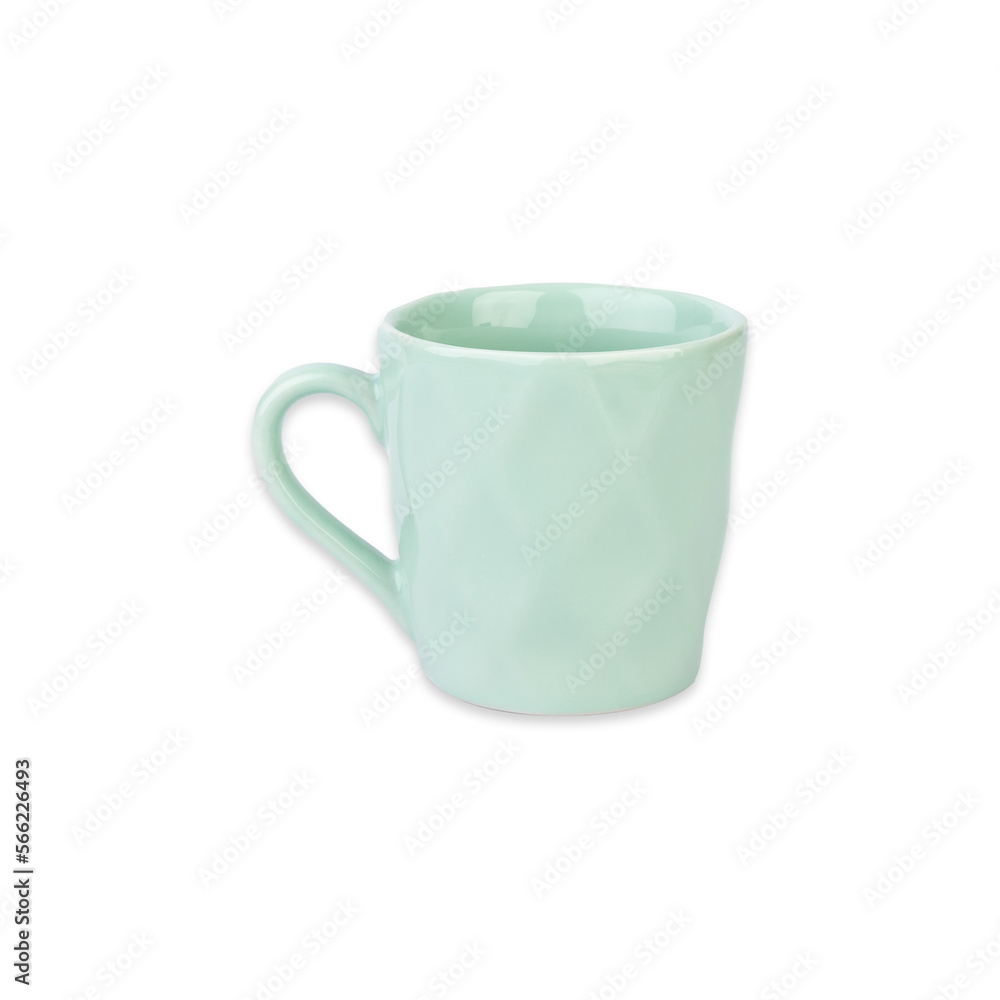 Light green ceramic mug isolated over white background Light green ceramic mug isolated over white background
