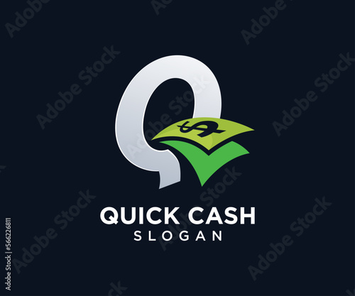 Letter Q and Money Illustration for Quick Cash Logo 
