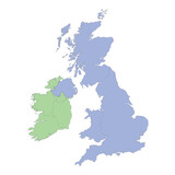 High quality political map of United Kingdom and Ireland with borders of the regions or provinces