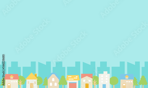 ビルの陰と住宅街