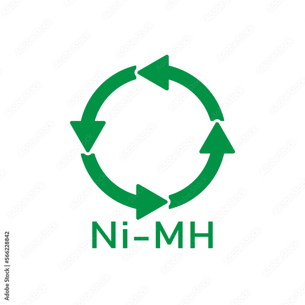 Battery recycling, Nickel-Metal Hydride Battery, vector illustration, sign. Battery recycling, Nickel-Metal Hydride Battery, vector illustration, sign.