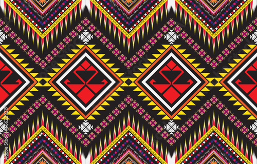 Geometric vector background with sacral tribal ethnic elements. Traditional triangles gypsy geometric forms sprites tribal themes apparel fabric tapestry print