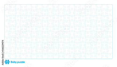 Vector baby puzzle template. 200 pieces. Isolated on white background