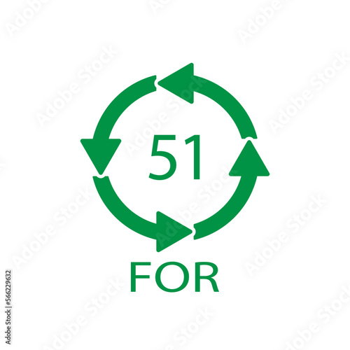 Bio material recycling code 51 FOR. Vector Illustration