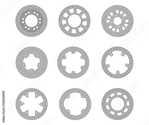 Motorcycle brake disc set, vector  line
