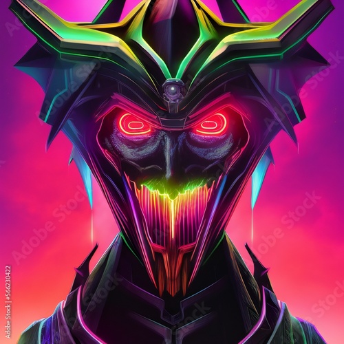 cyberpunk robot, neon cybor...