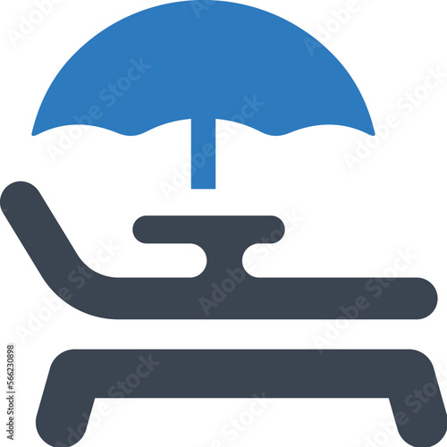 Beach deck chair icon