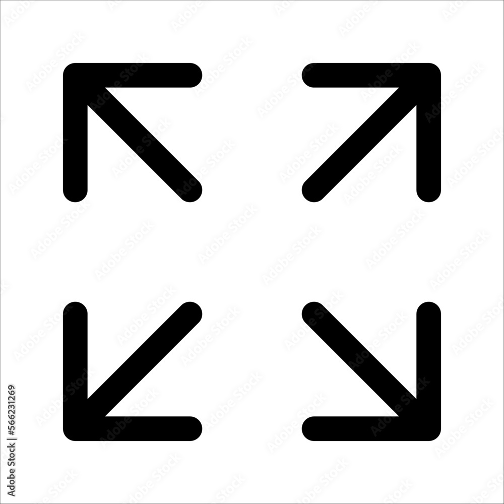 Full screen icon, Expand to full screen sign and symbol. Arrows symbol. vector illustration on white background Full screen icon, Expand to full screen sign and symbol. Arrows symbol. vector illustration on white background