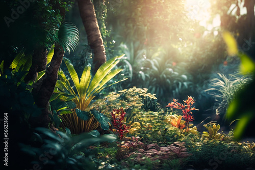 Illustration of a tropical rainforest.generative Ai
