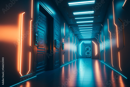 background futuristic  neon lights.Generative AI
