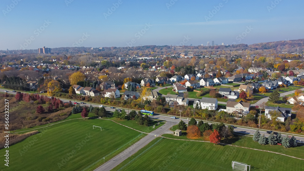 Large soccer fields near upscale residential neighborhood in