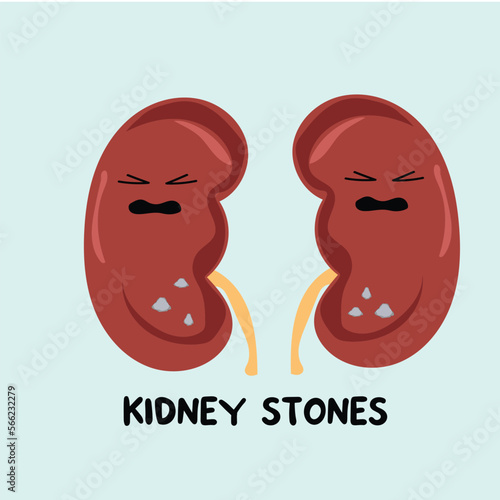 Kidney stones illustration , cartoon kidney stones character illustration