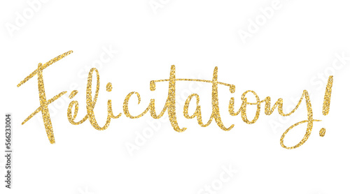 Bannière de lettrage vecteur avec effet paillettes d'or FELICITATIONS!