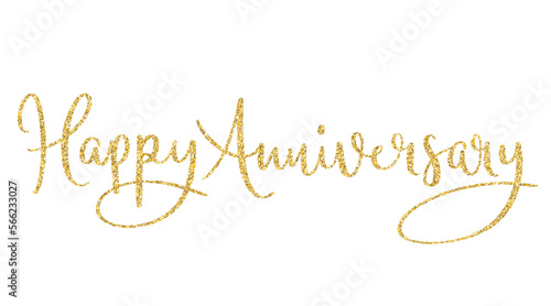 HAPPY ANNIVERSARY vector gold glitter brush lettering banner