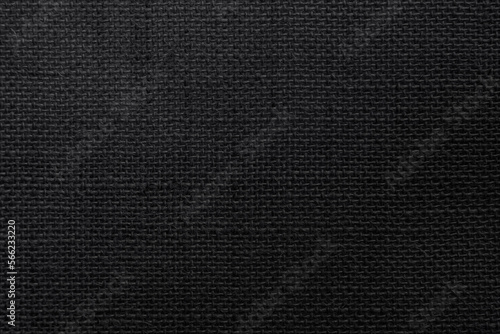 lack Hemp rope texture background. Haircloth wale black dark cloth rustic sackcloth canvas fabric texture. 