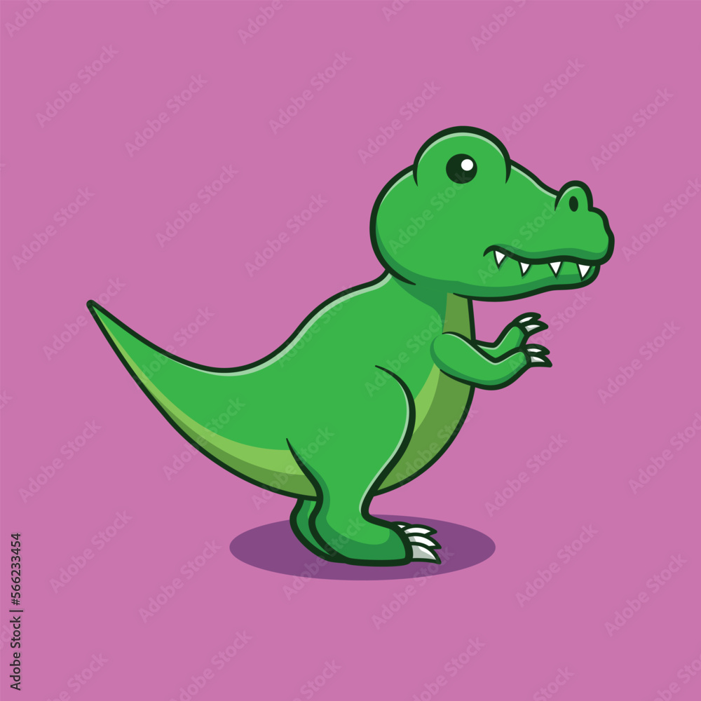 Obraz premium cute dino cartoon vector icon illustration. animal kawaii