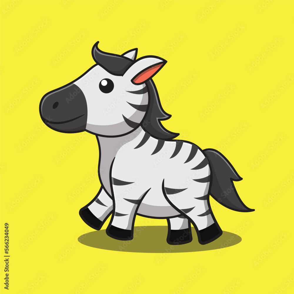 cute horse zebra cartoon vector icon illustration. animal kawaii