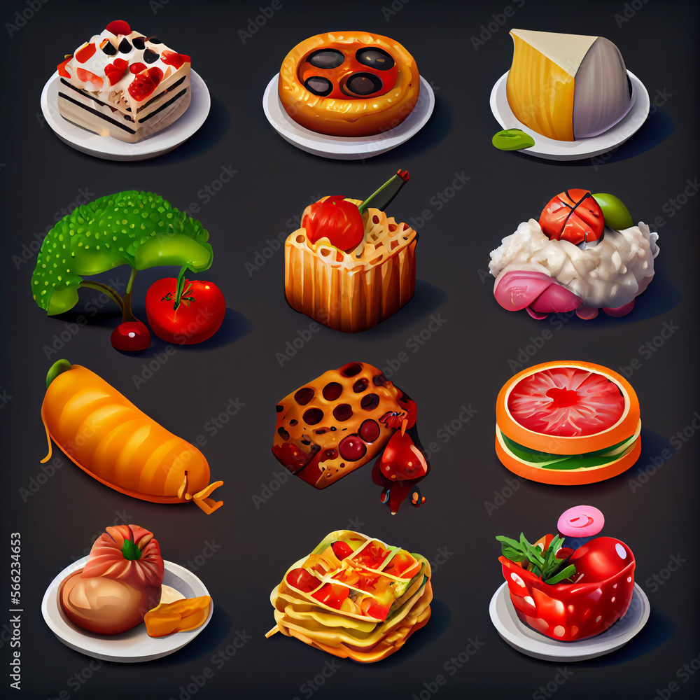 Ícones de comida flat design Ícones de comida flat design