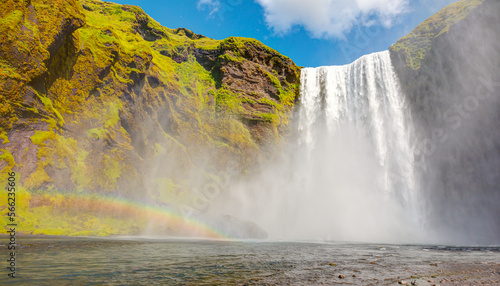 Icelandic Landscape concept - View of famous Skogafoss waterfall 