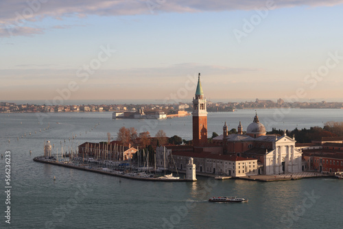 Beautiful Venice city view from above. Famous tourist destinations.