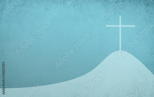 Cross on the mountain, belief, faith and spirituality, resurrection of Jesus Christ at Easter, christianity 