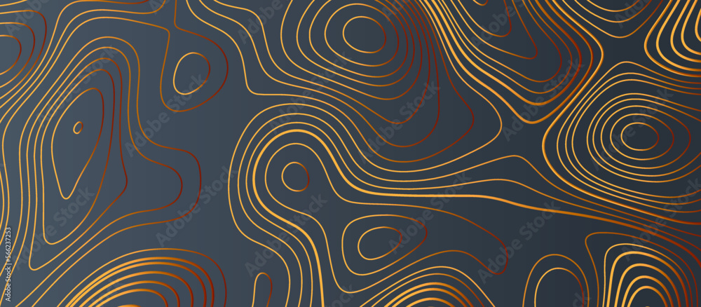 topographic map, abstract golden lines on black background vector topographic map, abstract golden lines on black background vector