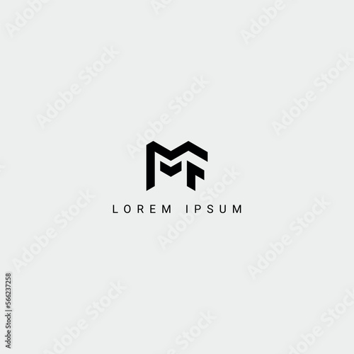 Alphabet letter MF FM logo icon design with black color white background vector element.