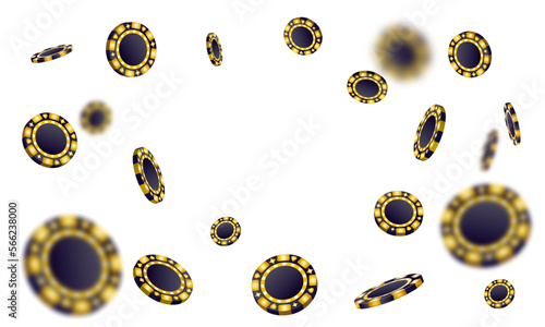 Falling poker chips, tokens, on transparent background. Vector illustration for casino, game design, flyer, poster, banner, web, advertising.
