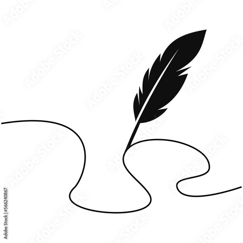 hipster vintage Feather quill pen logo illustration