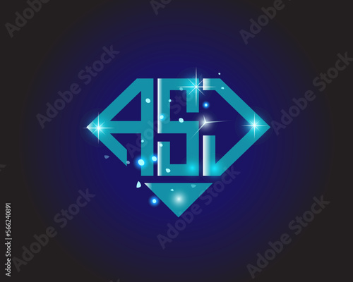 ASJ Logo letter monogram with diamond shape design template.	
 photo