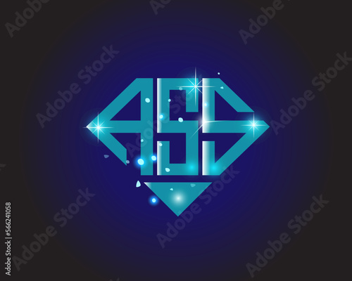 ASS Logo letter monogram with diamond shape design template.	
