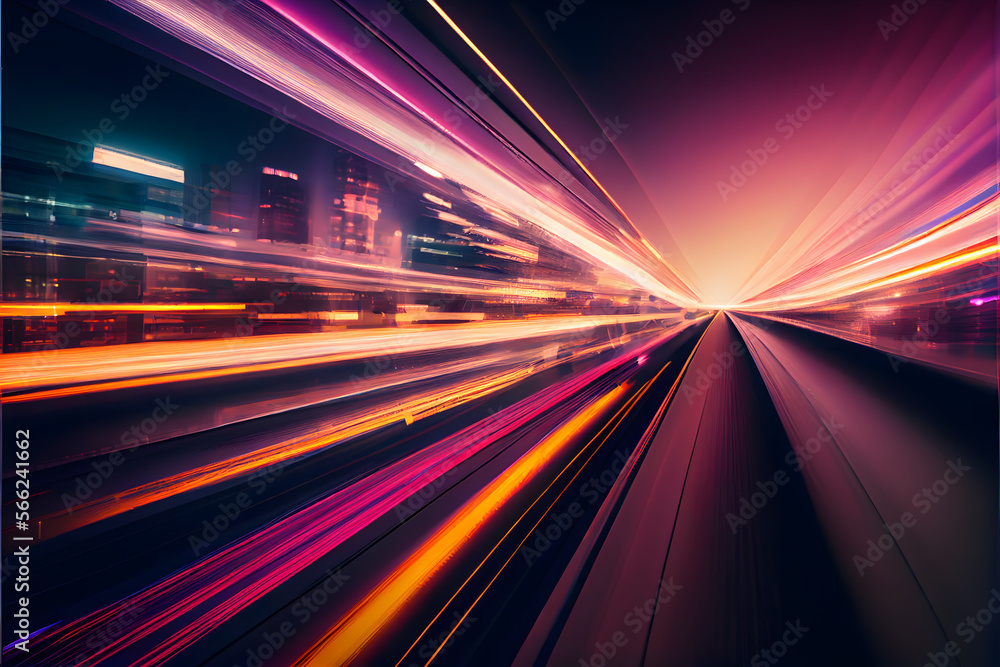 Fototapeta premium Long exposure of a street abstract art