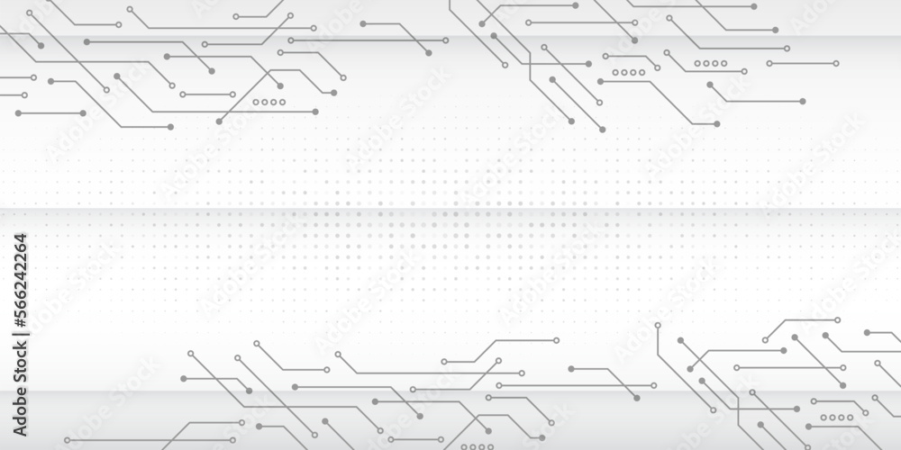 Obraz premium Cyber connection on the white background. Hi-tech communication design. Electronic vector illustration. Abstract modern digital science technology futuristic circuit board.