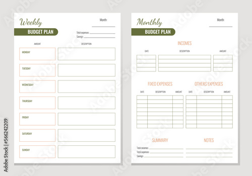 Budget planner template. Cute finance planner template with abstract details. Vector illustration