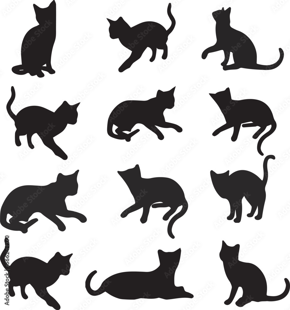 Beautiful cat silhouette vector art design

