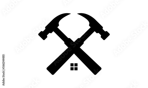 Hammer logo for construction, maintenance, property, home repairing business company. Vector illustration. Suitable for label, name card, branding, identity template