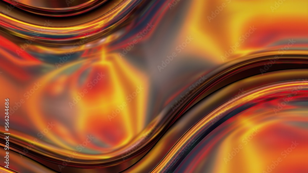 Fiery red two striking lines of beautiful Bezier Abstract, dramatic, modern, luxurious and exclusive 3D rendering graphic design elemental background material.