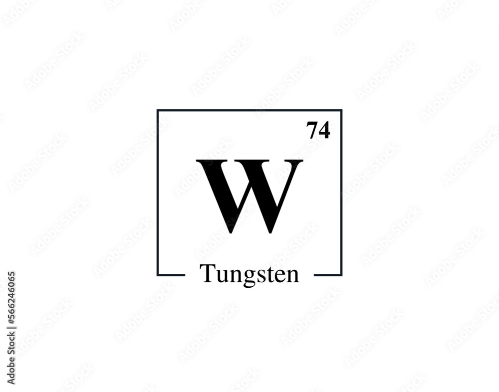 Tungsten icon vector. 74 W Tungsten Tungsten icon vector. 74 W Tungsten