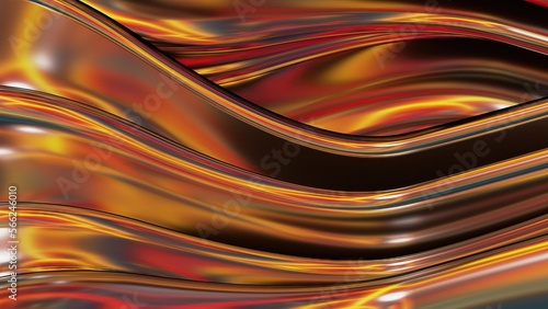 fiery red beautiful hair flowing metal Bezier line abstract dramatic modern luxurious upscale 3D rendering graphic design elemental background material