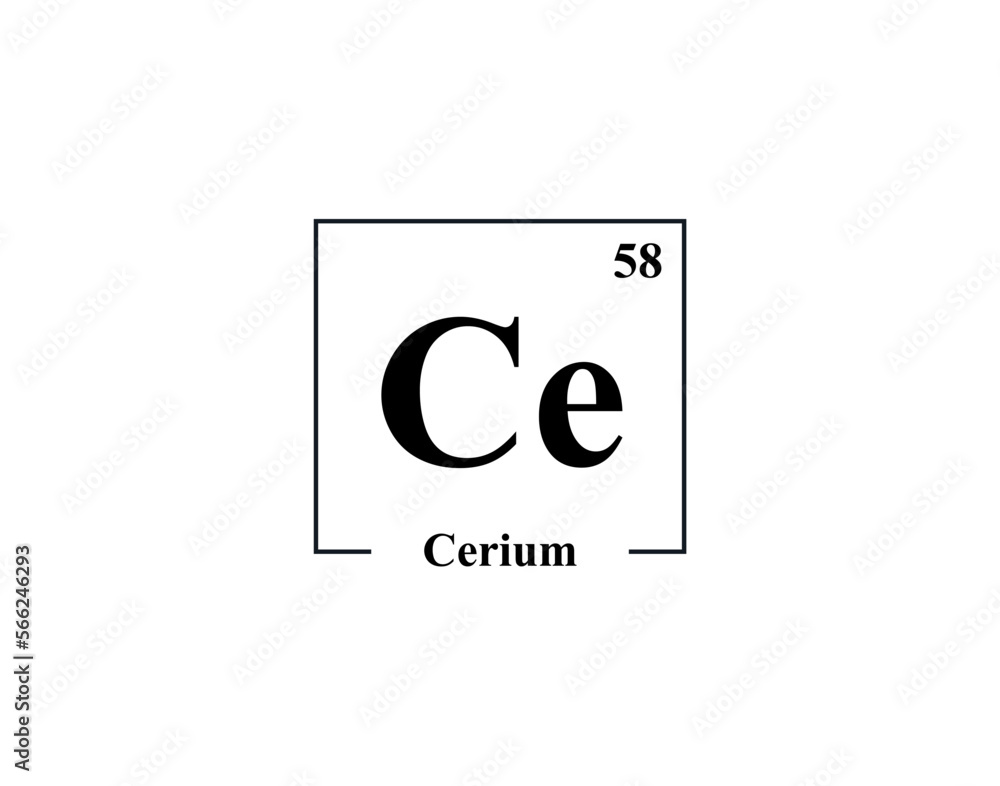 Cerium icon vector. 58 Ce Cerium