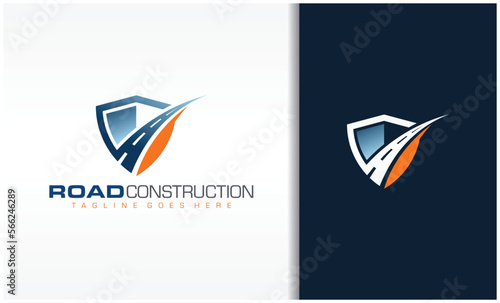 Road with shield logo