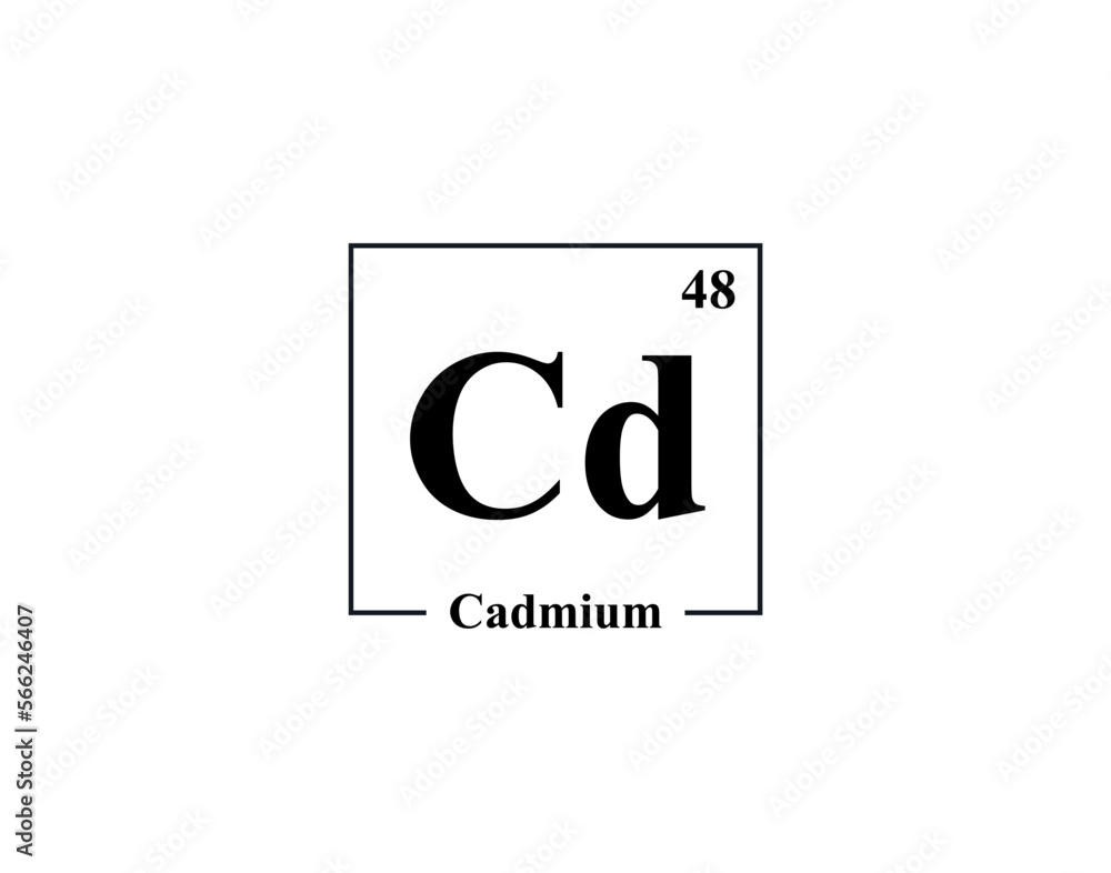 Cadmium icon vector. 48 Cd Cadmium