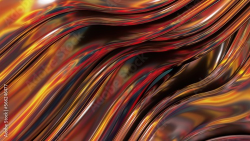 fiery red stream of metal reminiscent of a flowing river abstract, dramatic, modern, luxurious and upscale 3D rendering graphic design elemental background material