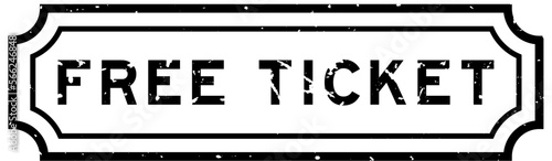 Grunge black free ticket word rubber seal stamp on white background