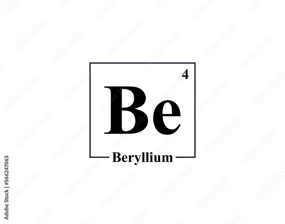 Beryllium icon vector. 4 Be Beryllium Beryllium icon vector. 4 Be Beryllium