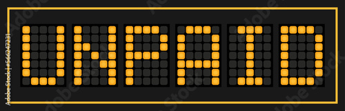 Orange color led banner in word unpaid on black background