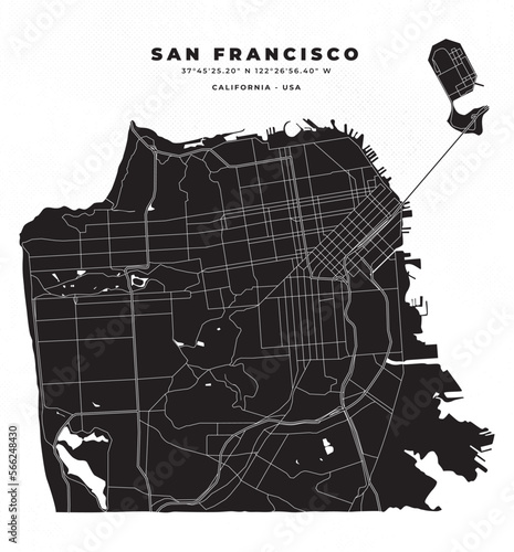 San Francisco California map vector poster flyer