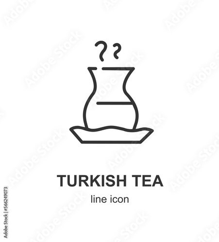 Turkish Tea Cup Sign Black Thin Line Icon Emblem Concept. Vector illustration of Traditional Glass Teacup