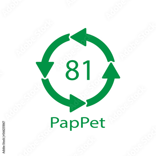 Paper (cardboard). Recycling codes 81 PapPet. Composite materials sign. Vector illustration