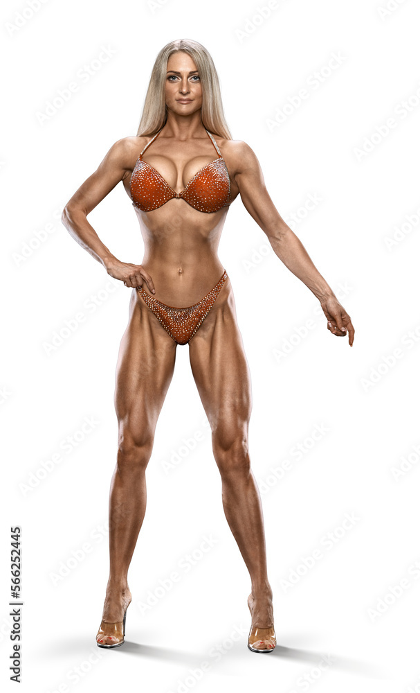 Stunning Female Bikini Fitness Model. Fitness and Figure Competition.  Transparent PNG Full length photo Stock Photo | Adobe Stock